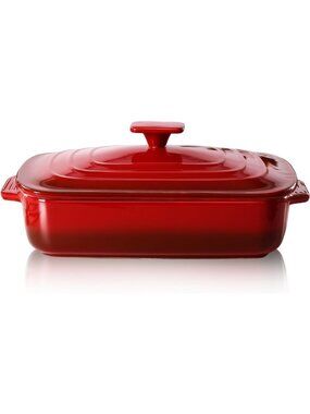 Large 4QT Ceramic Casserole Dish with Lid - Perfect for Lasagna, Baking